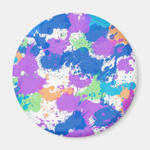 Cool Colors Abstract Splatter Paint Magnet