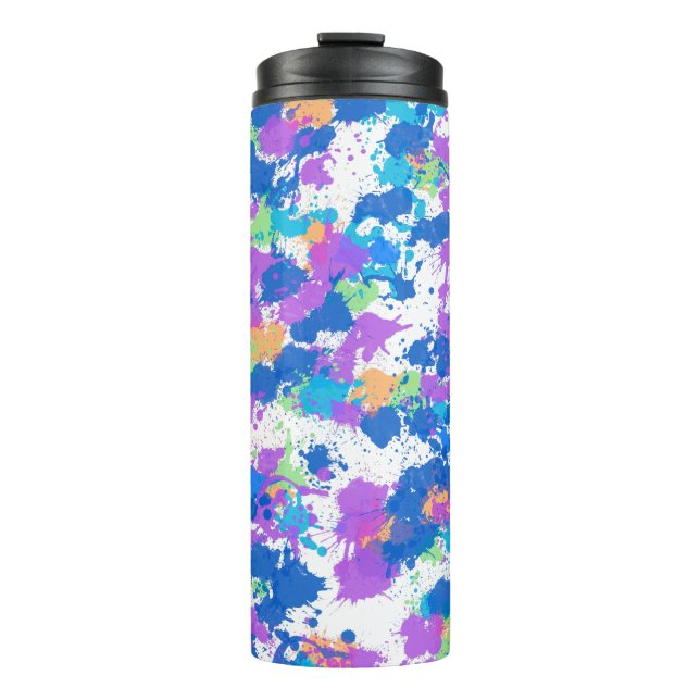 Cool Colors Abstract Splatter Paint Thermosbecher (Vorderseite)