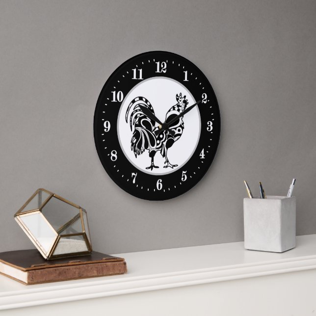 cool Coq de campagne Grande horloge (Bureau)