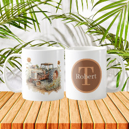 Cool Country rustic farm tractor add monogram Kaffeetasse