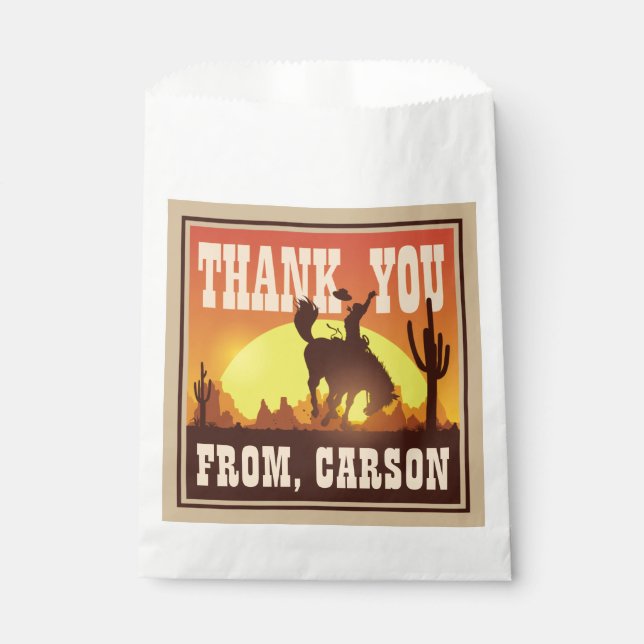 Cool Cowboy Birthday Rodeo, Wild West Vielen Dank Geschenktütchen (Vorderseite)