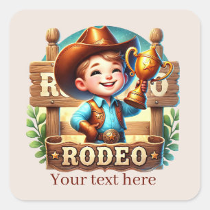 Cool Cowboy Rodeo Text hinzufügen Quadratischer Aufkleber
