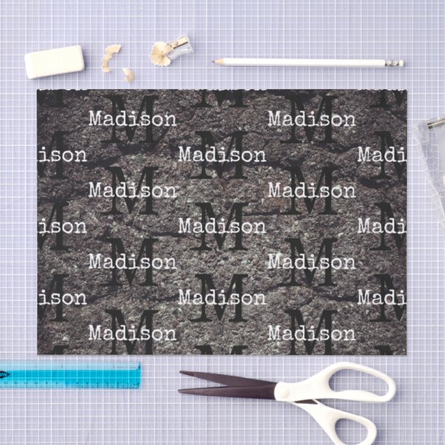 Cool Cracked asphalt road gray lines Monogram Seidenpapier (Handwerk)