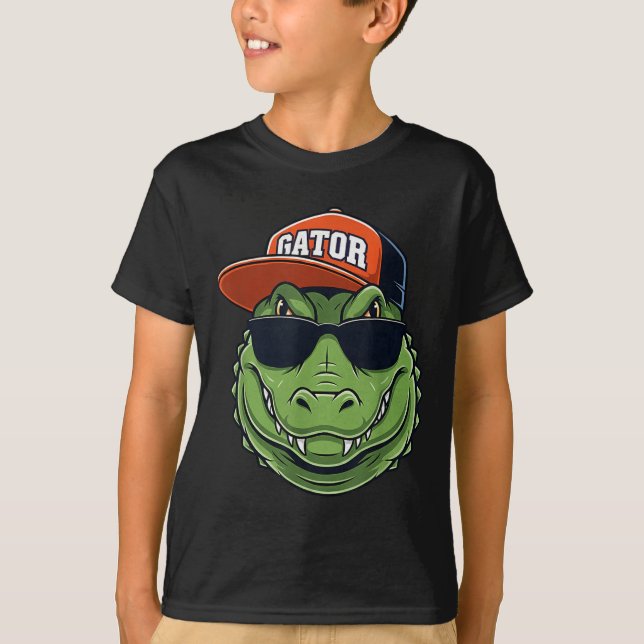 Cool Crocodile Animal Gator Graphic With Cap And S T-Shirt (Vorderseite)
