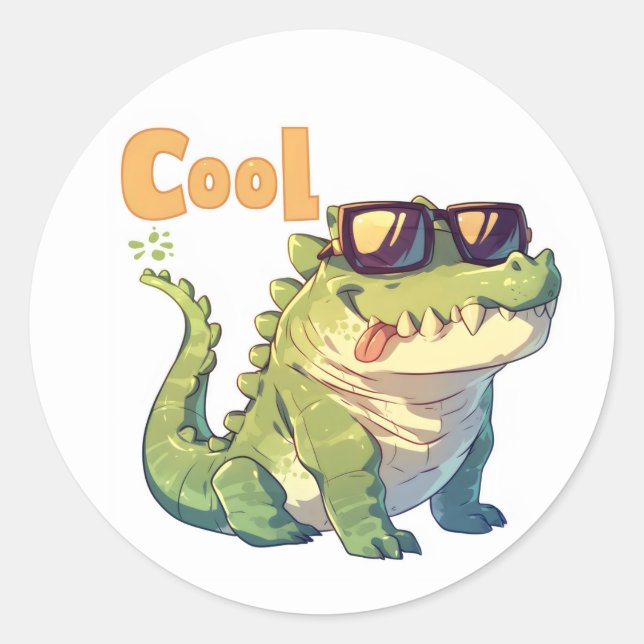 Cool Crocodile Anime Runder Aufkleber (Vorderseite)
