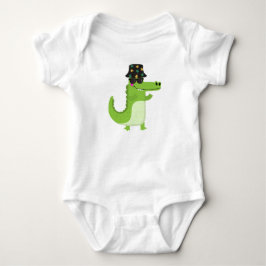 Cool Crocodile with Sunglasses and Leafy Bucket Baby Strampler