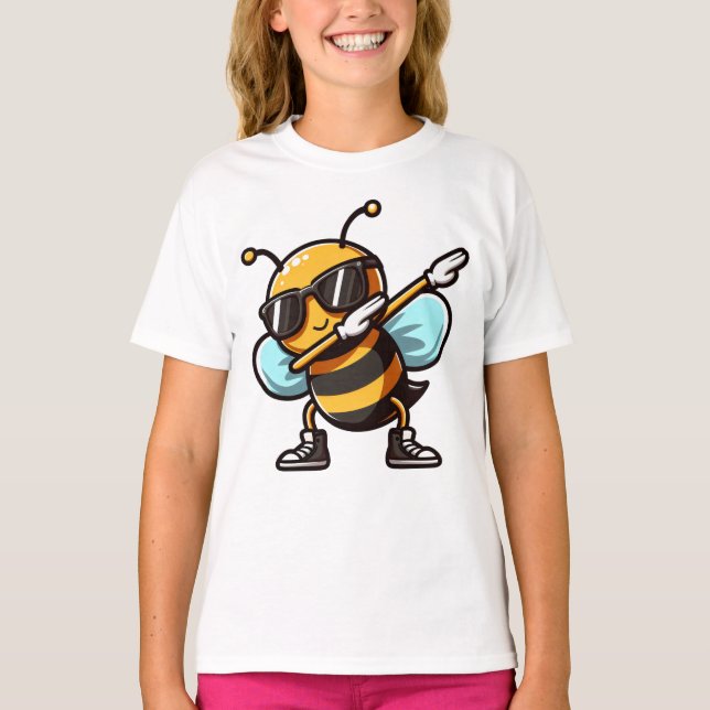 Cool Dabbing Bee Kawaii T-Shirt (Vorderseite)