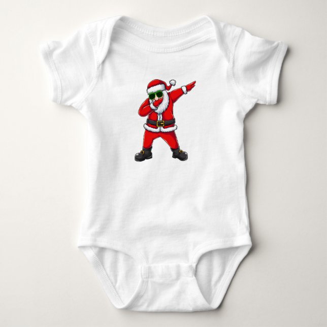 🎅 Cool Dabbing Santa with Sunglasses – Funny Merr Baby Strampler (Vorderseite)