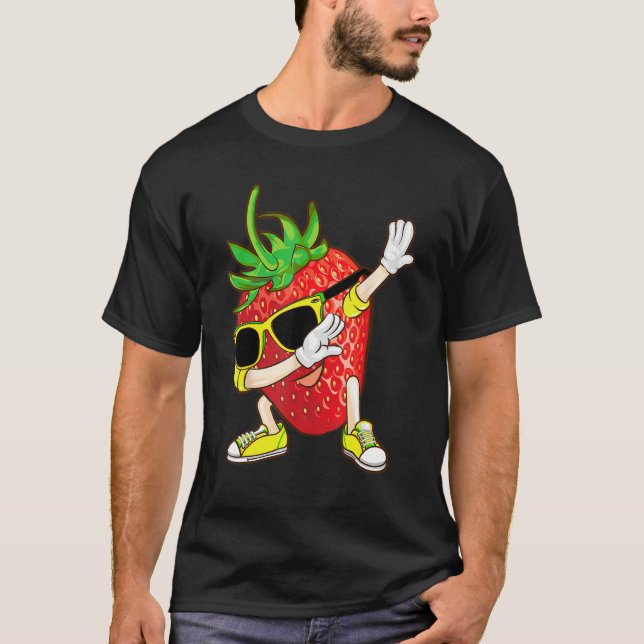 Cool Dabbing Strawberry Funny Love Dancer Sweet Fr T-Shirt (Vorderseite)