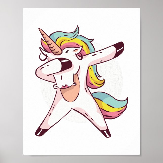 Cool Dabbing Unicorn Rainbow Trendy Dance Moves Poster (Vorne)