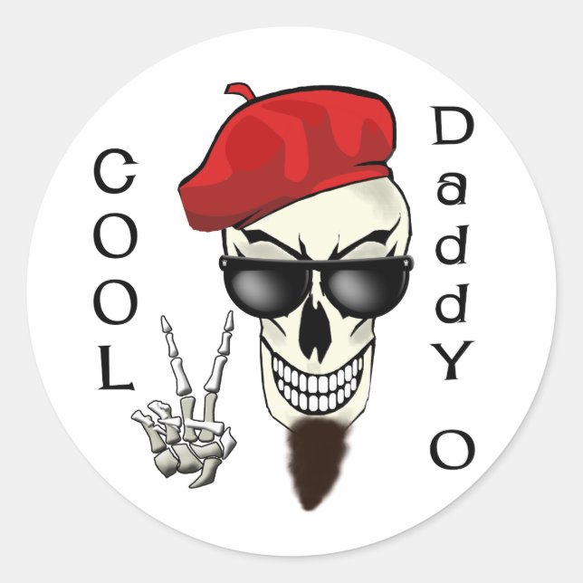 Cool Daddy - O Beatnik Skull Runder Aufkleber (Vorderseite)