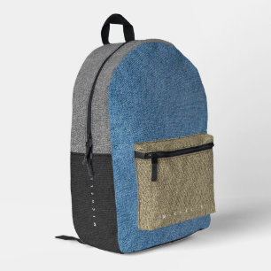 Cool Denim Color Block Black Gray Blue Gold Jeans Bedruckter Rucksack
