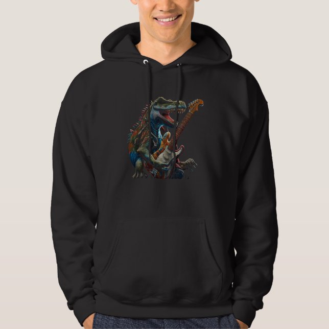 Cool Dinosaur Guitar Graphic Hoodie (Vorderseite)