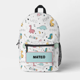 Cool Dinosaur with name School Bedruckter Rucksack