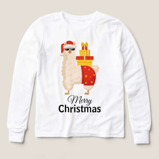 Cool  Disco Santa Llama Funny Minimalist Christmas (Design Vorderseite)
