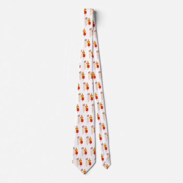Cool  Disco Santa Llama Funny Minimalist Christmas Krawatte (Vorderseite)