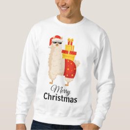 Cool  Disco Santa Llama Funny Minimalist Christmas Sweatshirt