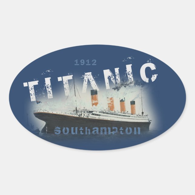 Cool Distressed Custom Text Titanic Ovaler Aufkleber (Vorderseite)