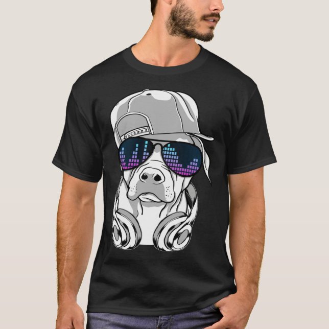 Cool DJ Dog with Sunglasses Headphones and Cap T-Shirt (Vorderseite)
