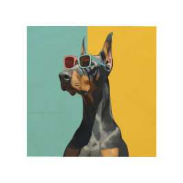 Cool Doberman with sunglasses Holzdruck