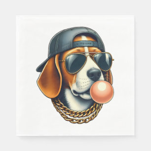 Cool Dogzz ein cooler Beagle mit Sonnenbrille und Serviette