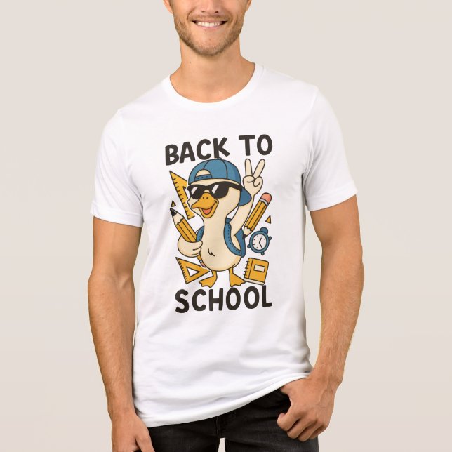 Cool Duck Back to School Design Funny Cartoon Goos Tri-Blend Shirt (Vorderseite)