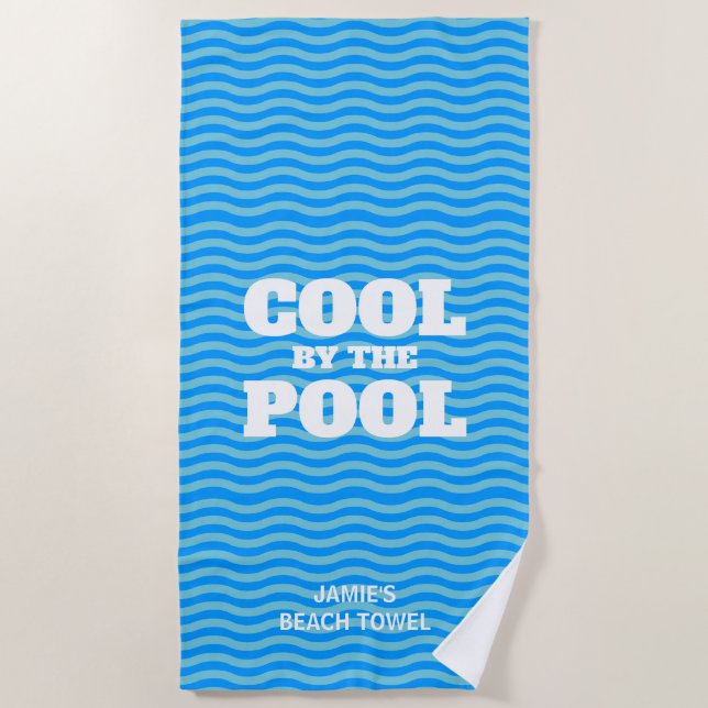 Cool durch den Pool lustige Sommermassage Blue Wel Strandtuch (Vorderseite)