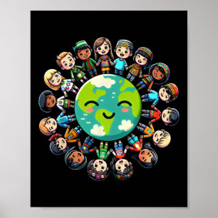 Cool Earth Day 2025 T-Shirt Children Parents Teach Poster