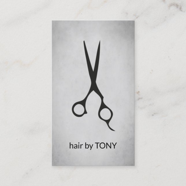 Cool Elegant Grey Black Scissors Hairstylist Visitenkarte (Vorderseite)
