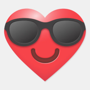Cool Emoji Heart Herz-Aufkleber