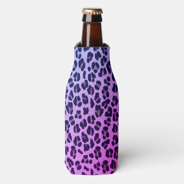 Cool Empreinte de léopard violet Glacière de boute (Bottle Devant)