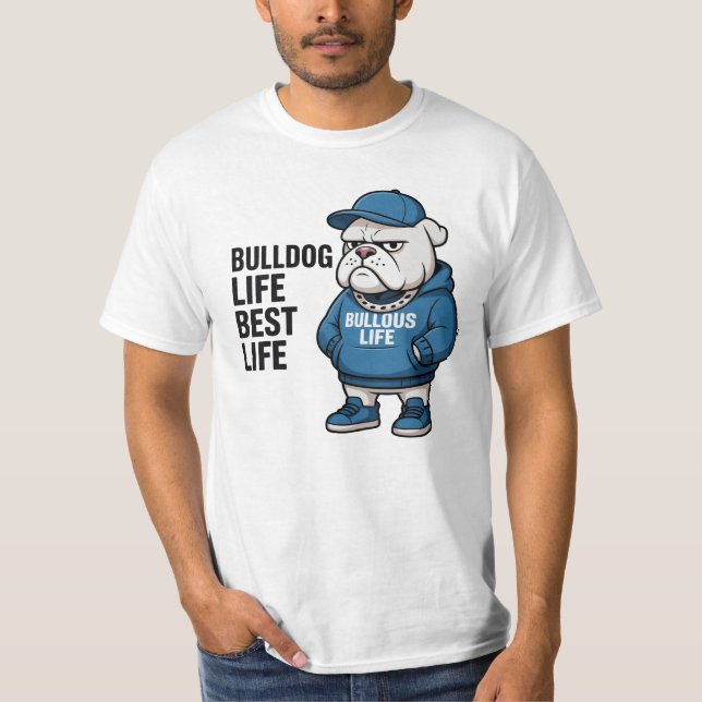 Cool English Bulldog Life Cartoon T-Shirt (Vorderseite)