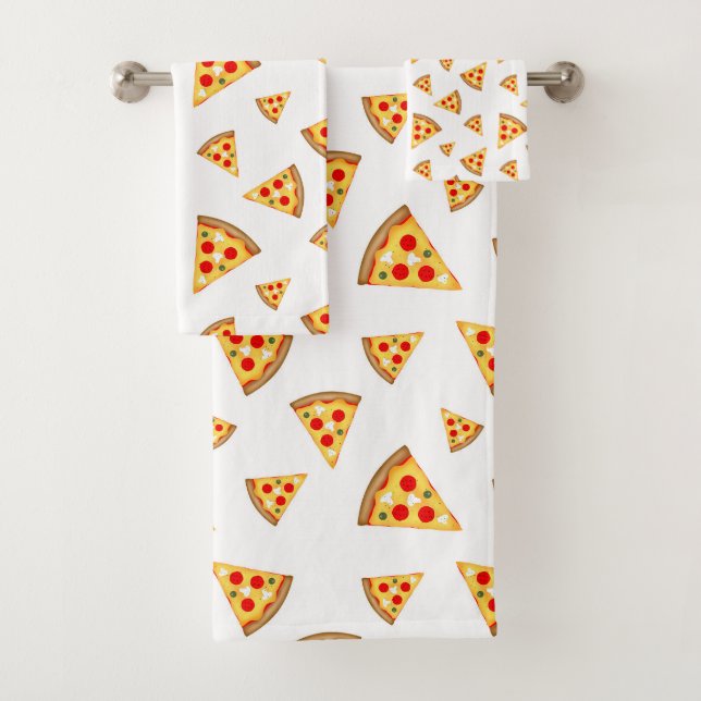 Cool et amusante pizza tranches motif sur blanc (En situation)