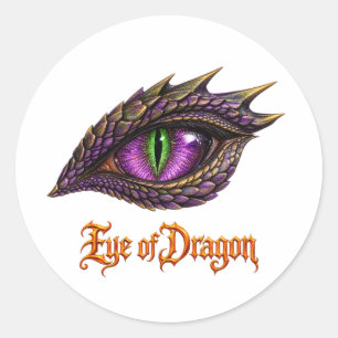 Cool Eye of Dragon Lila Fantasy-Drachenauge Runder Aufkleber