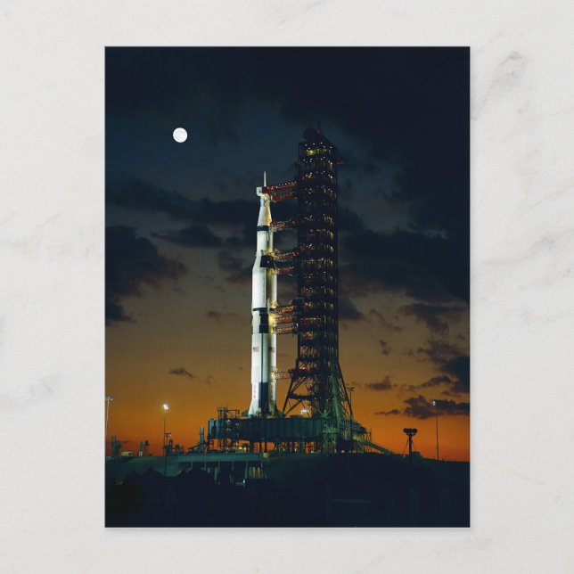 Cool-farbige Apollo Moon Mission in Launchpad Postkarte (Vorderseite)