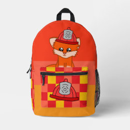 Cool Firefighter & Fox Themed Backpack Bedruckter Rucksack
