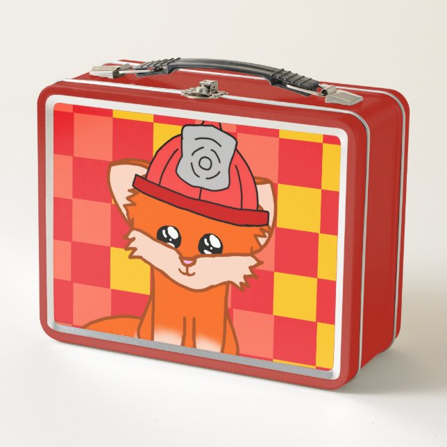 Cool Firefighter & Fox Themed Lunchbox (Devant)
