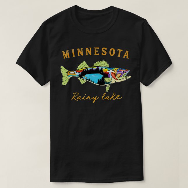 Cool Fisherman Minnesota Rainy Lake Fisher Walleye T-Shirt (Design vorne)