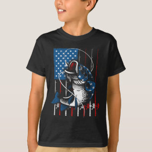 Cool Fishing für Männer Frauen Amerikanische Flagg T-Shirt