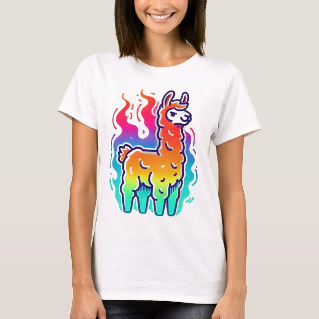 Cool flammend: Der Rebellentelefon Llama T-Shirt (Vorderseite)