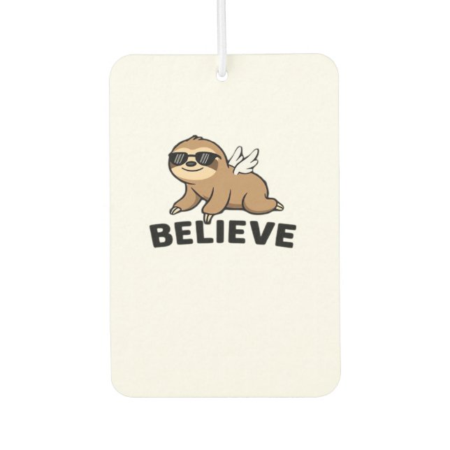 Cool Flying Sloth Believe Funny Motivational Desig Autolufterfrischer (Vorderseite)