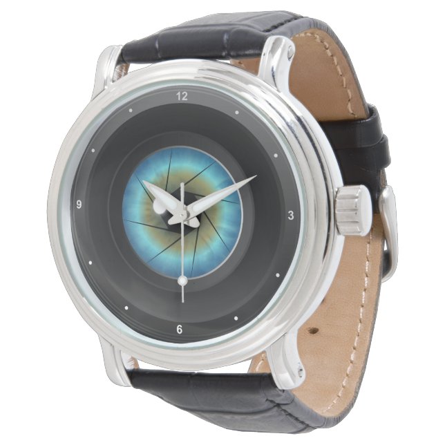 Cool Fotografie Blue Eye Camera Lens Fotograf Armbanduhr (Schrägansicht)