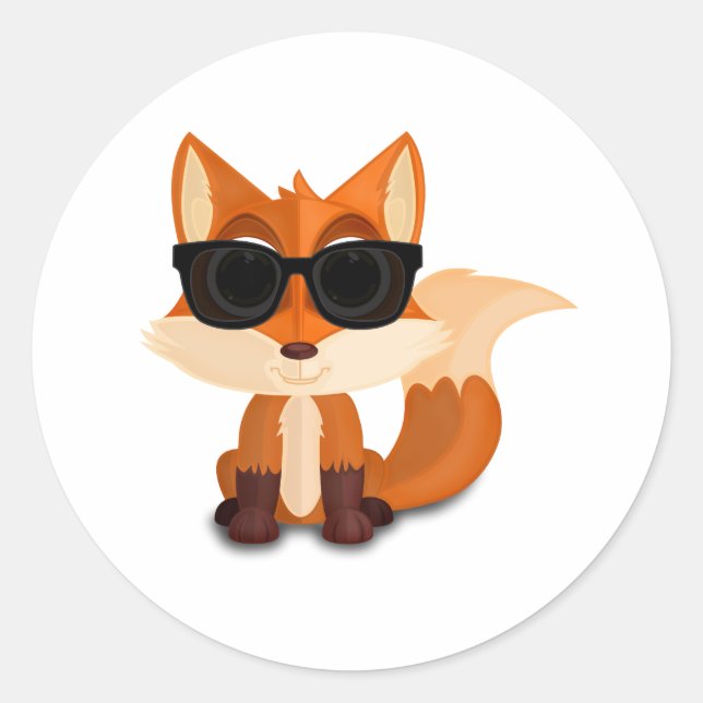Cool Fox Runder Aufkleber (Vorderseite)