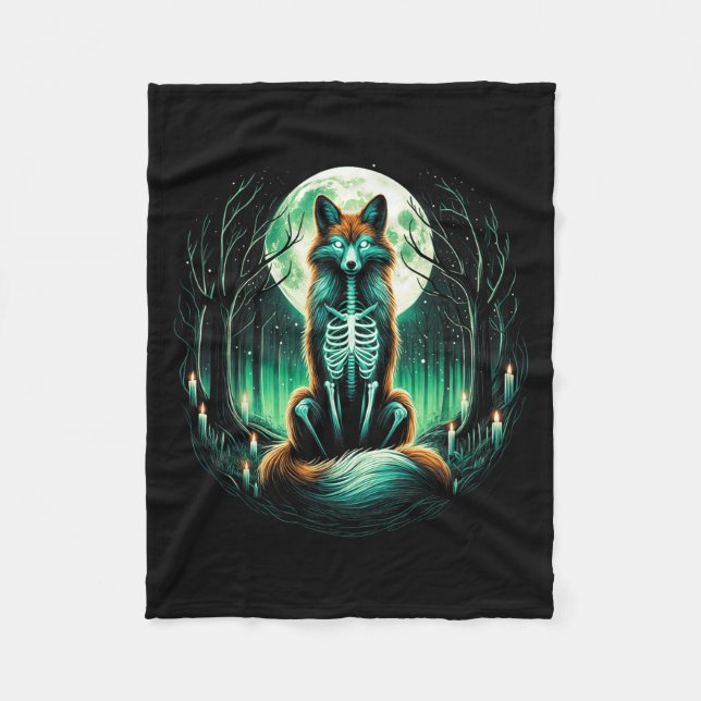 Cool Fox Skeleton Halloween Christmas Birthday  Fleecedecke (Vorderseite)