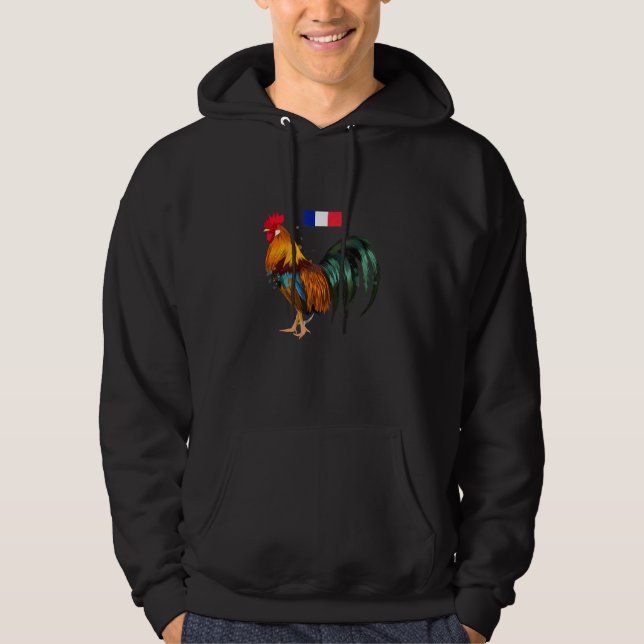 Cool France Flag with Colorful Rooster Illustratio Hoodie (Vorderseite)