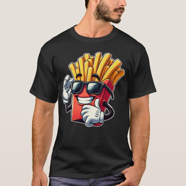 Cool Fries Cartoon Fast Food Sonnenbrille Cinema g T-Shirt (Vorderseite)