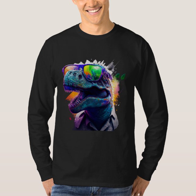 Cool fun dinosaur Rex with sunglasses T-Shirt (Vorderseite)