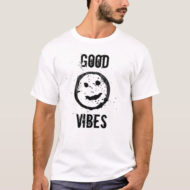 Cool Fun Good vibes Smile face Custom text T-Shirt (Vorderseite)