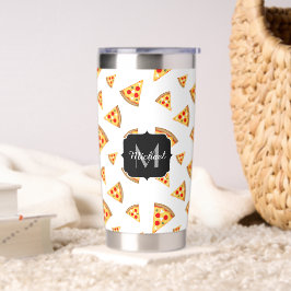 Cool fun pizza slices pattern custom Monogram Thermobecher
