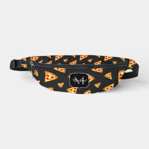 Cool fun pizza tranches motif gris foncé Monogramm